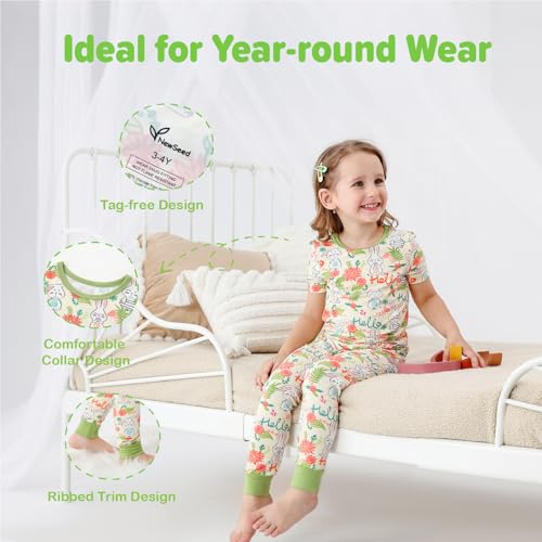 Image of Kids 2-Piece So Soft Playtime Set-Lightweight Viscose from Bamboo Short Sleeve Top&Leggings for Toddler Boy & Girls