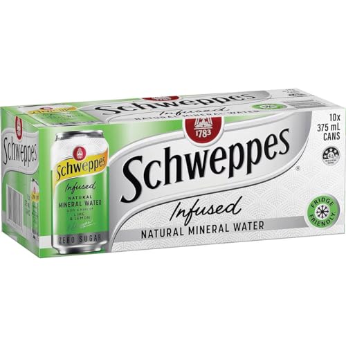 Schweppes Zero Sugar Lime & Lemon Infused Natural Mineral Sparkling Water 375 ml (Pack of 10)