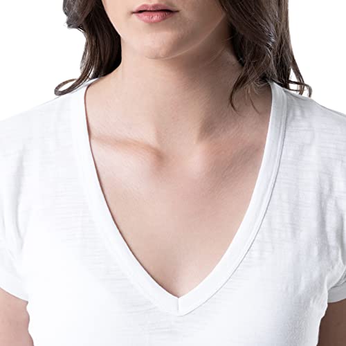 Lee Women's Classic Fit Short Sleeve V-Neck T-Shirt, Washed White, X-Large - image 3