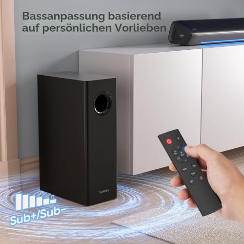 Saiyin TV Soundbar mit Subwoofer, 17-Zoll Soundbar für TV Geräte, 2.1ch Surround Sound System mit...