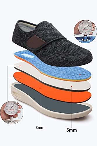 ZUMEIJIA Men's Diabetic Elderly Shoes Large Size Plus Fertilizer Widening Shoes Adjustable Foot Swelling Shoes Non-Slip Double Insole Air Cushion Bottom Walking Shoes Black Grey 9 | Image 1