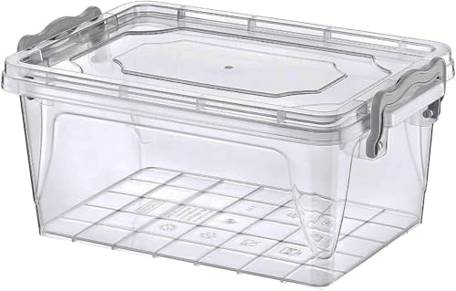 Image of 1.5L Clear Plastic Pantry Storage Box With Clip Locking Lid Kitchen Food Flour Rice Biscuits Storage Container Meal Carrier Multi-Purpose (1.5 Litre Rectangular Box)