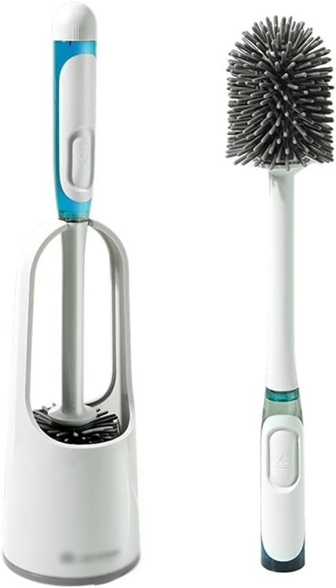 Toilet Brush Holder Toilet Brush Holder Household Bathroom Silicone Toilet Bowl Brush Wall-Mounted Toilet Cleaning Brush 360° No Dead Angle Brush Set Toilet Brush Holders