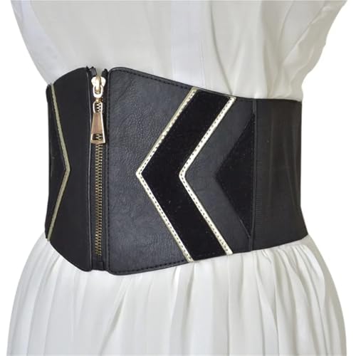 Women's Corset Belt Black PU Leather Zipper Buckle Elastic Waist Seal Nice Clothing Accessories3