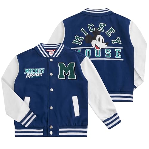 Disney Mickey Mouse Boys Letterman Varsity Bomber Jacket for Toddler to Big Kids