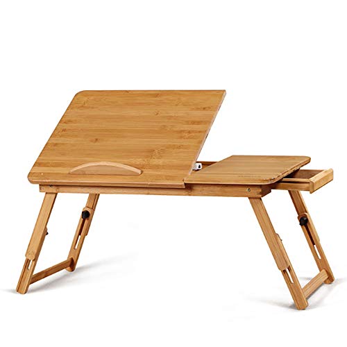 Preisvergleich Produktbild WYY Bambus Laptoptisch, Klappbarer Lapdesk Mit Schublade Höhenverstellbarer Notebooktisch Für Lesen Oder Frühstücks, Zeichentisch Und Esstisch,55 * 34CM / 21.6 * 13.3 in