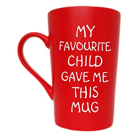 Funny Christmas Gifts Coffee Mug, My Favourite Child Gave Me This Mug, Best Dad and Mum Gifts Father's Day and Mother's Day Present Idea from Daughter Son Kids, Red 12 Oz Cover
