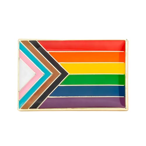 Progress Pride Flag Lapel Pin – LGBTQ+ Inclusive Rainbow Enamel Badge for Festivals, Events, and Everyday Visibility – Size: 2.3cm x 1.5cm