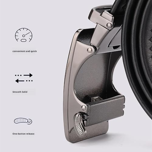 Men's Automatic Buckle Belt, Leather Dress Belt Width 3.5cm, Suitable for Business Casual and Jeans, Men's Gift4