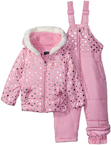 U.S. Polo Assn Baby Girls' Foil Printed Snowsuit, Light Pink, 12M