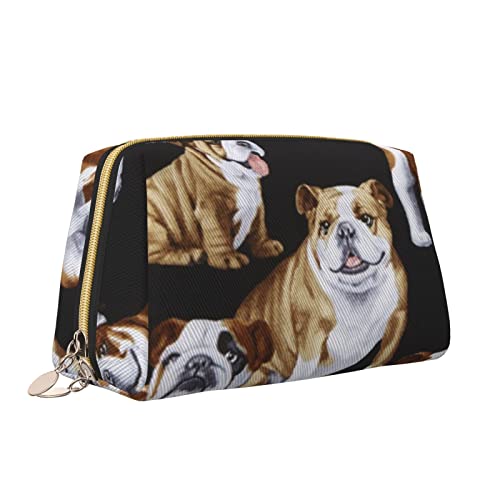 Trousse de maquillage grande capacité zippée en cuir blanc