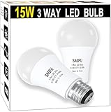 SAGFU 3 Way LED Light Bulbs 30 70 100 W Equivalent Soft White, A19 3000K, Three Way LED Light Bulbs, 3 Way Light Bulbs,E26 Base 2-Pack for Reading Bedroom Living Room Study (15W 3000K 2 Pack)