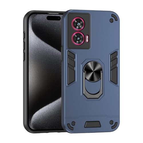 ILING Funda para Motorola Edge 50 Fusion, Ultradelgado Mate Armor Carcasa con 360 Anillo Soporte Dura PC y Silicona TPU Bumper Antigolpes Cubierta Case (Azul)