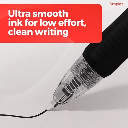 Image of STAPLES Retractable Gel Pens, Fine Point 0.7mm, Black Ink, 36 Pack - ProGel Smooth‑Writing, Quick‑Dry Pens for Office Stocking