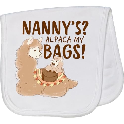 inktastic Nanny's Alpaca My Bags Baby Burp Cloth White 45990