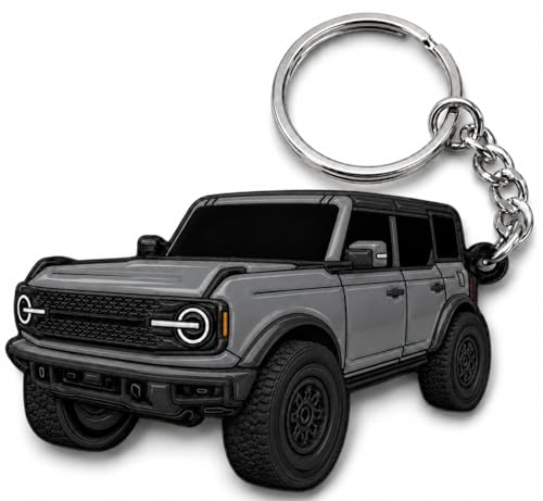 FOUR WHEEL BEAST Bronco Keychain Accessories 2023 4 door key chain Fob Cover Cool Car Mods (Carbonized Gray)
