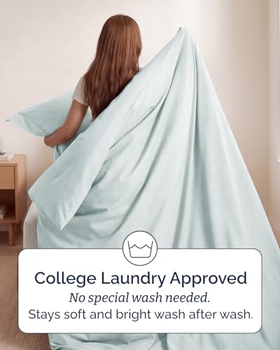 Image of Duvet Cover Twin /Twin XL Size Set - Extra Soft Twin /Twin XL Duvet Cover 68 inch x 90 inch with 1 Pillow Sham for Women, Men, Kids & Teens - Comfy, Easy-Care & Fade Free w / Zipper Closures & Ties (Ice Blue)