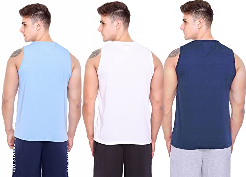 Image of Sleeveless Vest for Men || Tank Top Sando || Workout Tshirts || Sports Vest || Goa Beach Wear Swimming T-Shirt || Running Tops || Gym Vest for Men || Pack of 3 ||