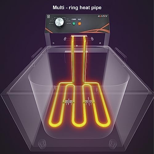 DULNICE Kommerzielle Friteuse Mit Fett 6L mit Einzeltank & Deckel Elektrische Fritteuse 3000W, Friteuse öl Temperaturkontrolle 60-200°C Schnelles Erhitzen für Heim und Gewerbe – Bild 6