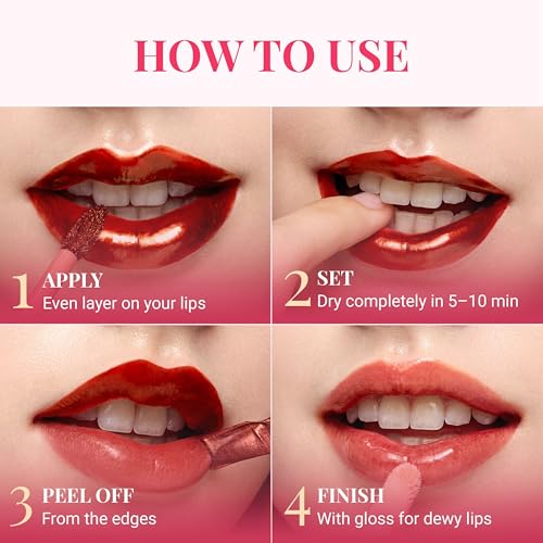 Image of Peripera Ink Peel Off Lip Stain - Long Lasting, Transfer-Proof, Waterproof Korean Lip Tint with Color-Changing Peel-Off Formula (02 DEAR ROSE)