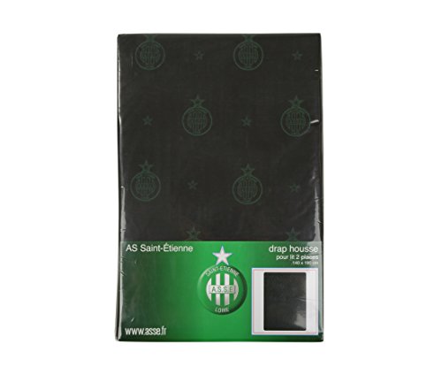 Drap Housse 2 Places As Saint-Etienne Noir linge de lit double Collection Saint Etienne