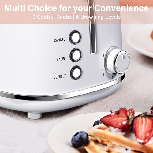 2-Slice-Toaster-Retro-Stainless-Steel-with-Bagel-Cancel-and-Defrost-Functions-6-Bread-Shade-Settings-Extra-Wide-Slots-and-Removable-Crumb-Tray-White