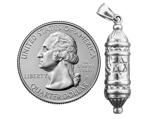 Rhodium Plated 925 Sterling Silver 3D Mezuzah Pendant3