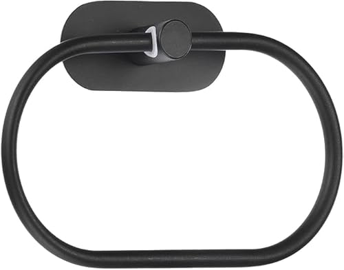 Generic Tool parts Towel Ring Wall Mounted Aluminum Round Hanging Holder - Black - Pack of 3