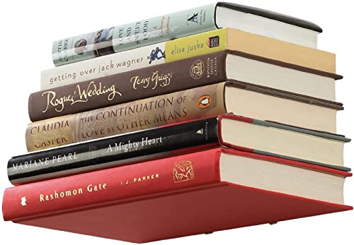 Image of ROLLYWARE Unique Design Invisible Bookshelf Metal Heavy Floating Book Shelf Wall mountad Shelf Holder Hanging Home Storage Rack for Home Wall Decoration (Hold Upto 10 Books per self) Pack of 6