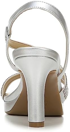 Naturalizer Womens Brenta 2 Heeled Sandal, Silver, 7.5 US | Image 4