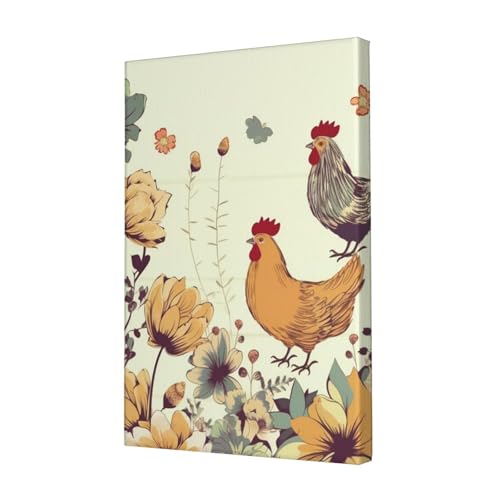Toile poule et fleurs pour l'ambiance chaleureuse d'une chambre a coucher