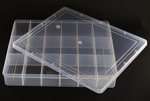Image of NMII Multipurpose Plastic Storage Box with Partitions | Transparent Organizer with Secure Lid | Ideal for Stationery, Craft Supplies, Tools, and Jewellery, Accessories | Lightweight-(18 Partitions)