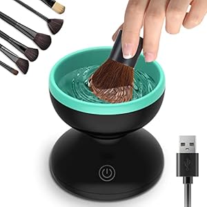 Makeup Brush Cleaner, Electric Makeup Brush Cleaner Machine, Make Up Brush Cleaner Cleanser Machine, Fast Deep Cleaning for Makeup Brushes, Stocking Stuffers Gifts for Women, Wife, Mom (Black+Green)