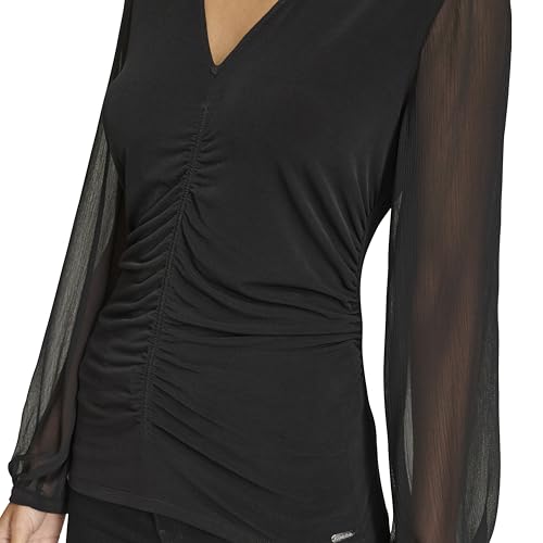 Image of Calvin Klein Women's V-Neck Long Sleeve Top
