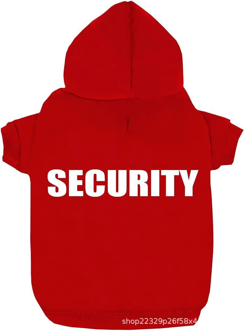 Dog Sweaters for Small Dogs Security Dog Hoodie Dog Sweater Soft Brushed Fleece Dog Clothes Dog Hoodie Sweatshirt (Red,Small)