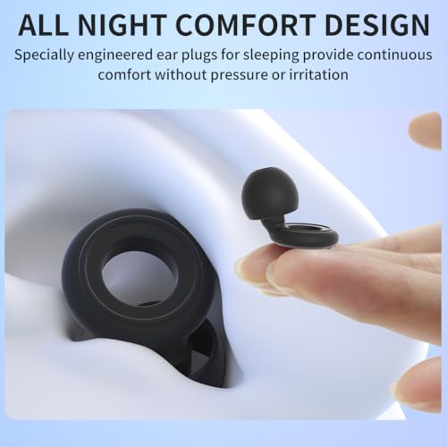 Image of ZIBUYU Noise Cancelling Ear Plugs for Sleeping, Soft Silicone Reusable Earplugs with Storage Case, Black Ear Buds for Sleeping Includes Extra Ear Tips