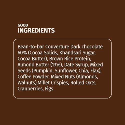 Image of The Good Kind Filter Coffee Protein Bar (Pack of 5), 60gm (each), Plant Based Protein Made with Brown Rice Protein, Almond Butter, Seeds, Oats, Perfect for Snacking, Gluten Free, Palm Oil free & Vegan