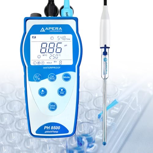 Apera Instruments Premium Series PH8500-MS Portable pH Meter Kit for Small Samples and Test Tubes, Blue (AI5554)