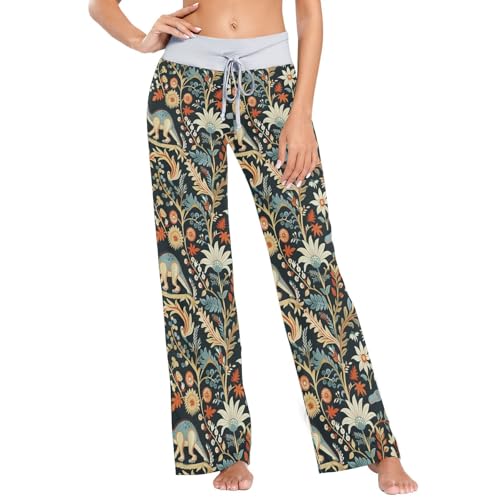 Pantalon de pyjama chaud en coton William Morris coloré et respirant femme