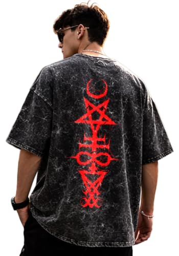 Image of boffi ... 100% Cotton Oversized T-Shirt Unisex Drop Shoulder Dye Washed Street Look Black Pack of 1