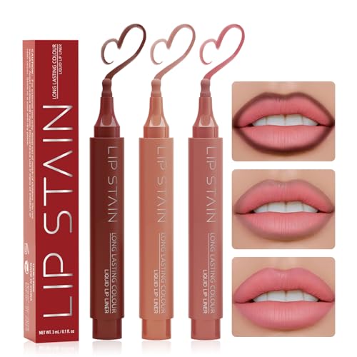 3 Pezzi Matita Labbra, Lip Liner Waterproof, Lip Pencil, Colore A Lunga Tenuta, Liscio Come La Seta E Non Appiccicoso, Per Un Contorno Labbra Preciso (Corallo, Rosa E Marrone Rossastro)