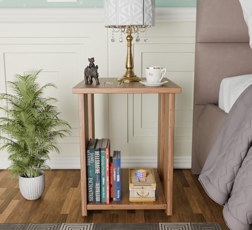 Image of SPYDER CRAFT Modish Wood Bedside Table for Bedroom|Wooden Modern Side Tables for Bedroom|Side Table for Bed Room|Corner Table for Bed Room (Finish Color -Noce Lyon, DIY(Do-It-Yourself))