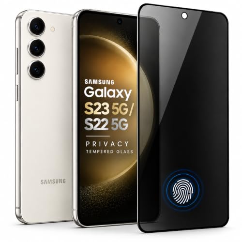 Image of Privacy Tempered Glass for Samsung Galaxy S23 5G / Samsung Galaxy S22 5G, Anti-Spy Privacy Screen Protector, 9H Hardness, Full Screen Protection, Fingerprint Compatible, Scratch Resistant