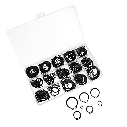 Cabilock 320pcs Assorted Steel Circlip Snap Rings 15 Sizes External Retaining Clip for Axles Shafts Diy Projects
