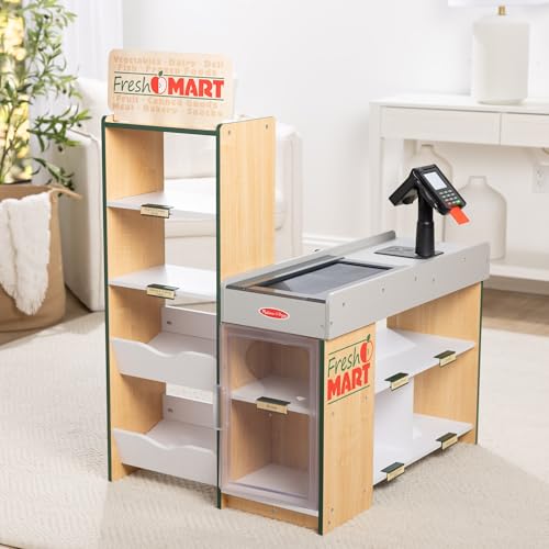 Melissa & Doug Fresh Mart Pretend Grocery Store, Kids Cash Register & Conveyor Belt - image 9