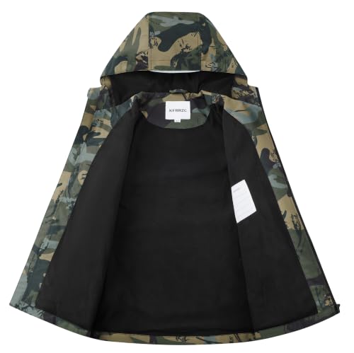 Image of Boys Girls Waterproof Hooded Jackets Fleece Lined Rain Jackets