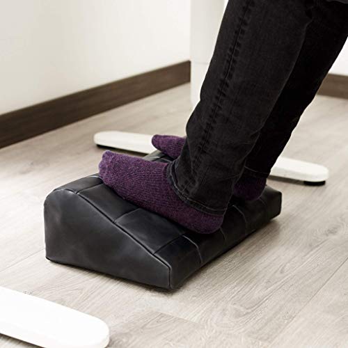 Black Leather Foot rest Large, Footrest Desk, Ergonomic Under Desk, Foot rest Cover, Office Accessories, Furniture, Home Decor, Home Office, WFH, Handmade, Gifts for men.