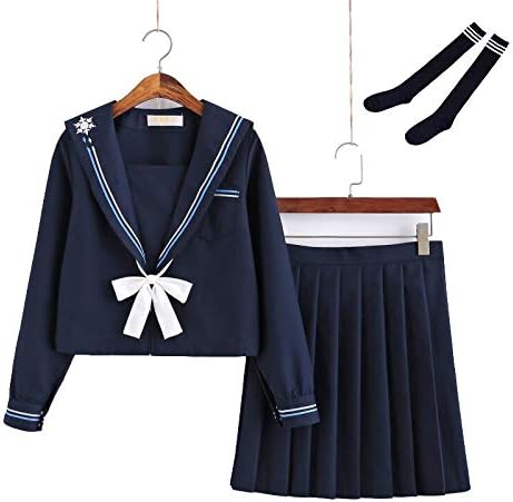 Amazon セーラー制服プレッピースタイルスノーフレーク刺繍jk制服かわいい女子校生学生クラス服 コスプレ 仮装 通販