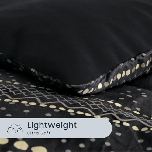 Image of Wake In Cloud - Boho Comforter Set, Farmhouse Bohemian Western Aztec Neutral Aesthetic, Soft Lightweight Bedding, 3 Pieces, Charcoal Black, King Size