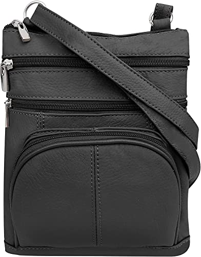 Roma Leathers Genuine X-Large Crossbody Purse, Multi-Pocket, Adjustable Strap, XL